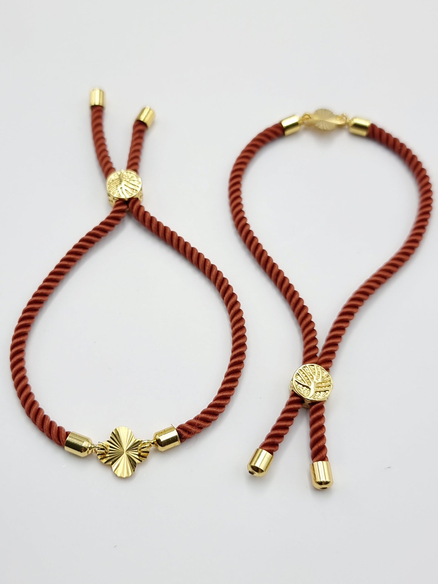 21K Pure Gold Thread Adjustable Flower Design Bracelet