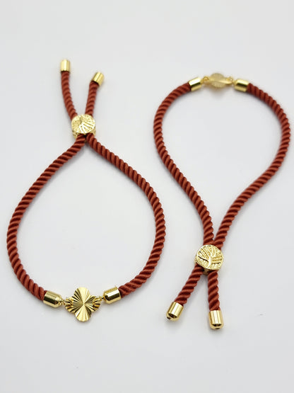 21K Pure Gold Thread Adjustable Flower Design Bracelet