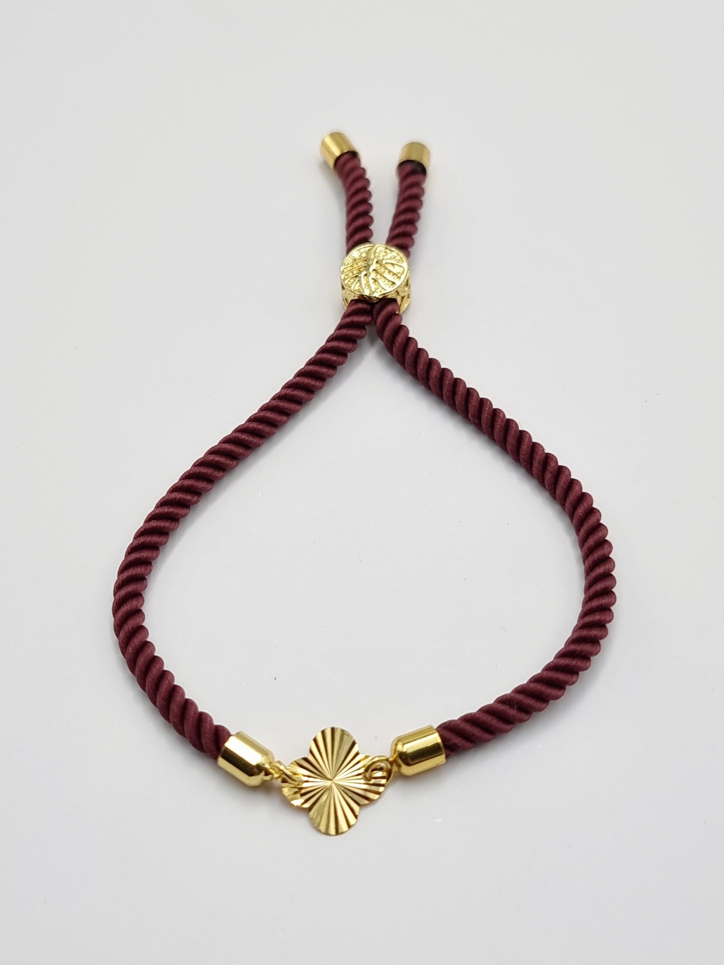 21K Pure Gold Thread Adjustable Flower Design Bracelet