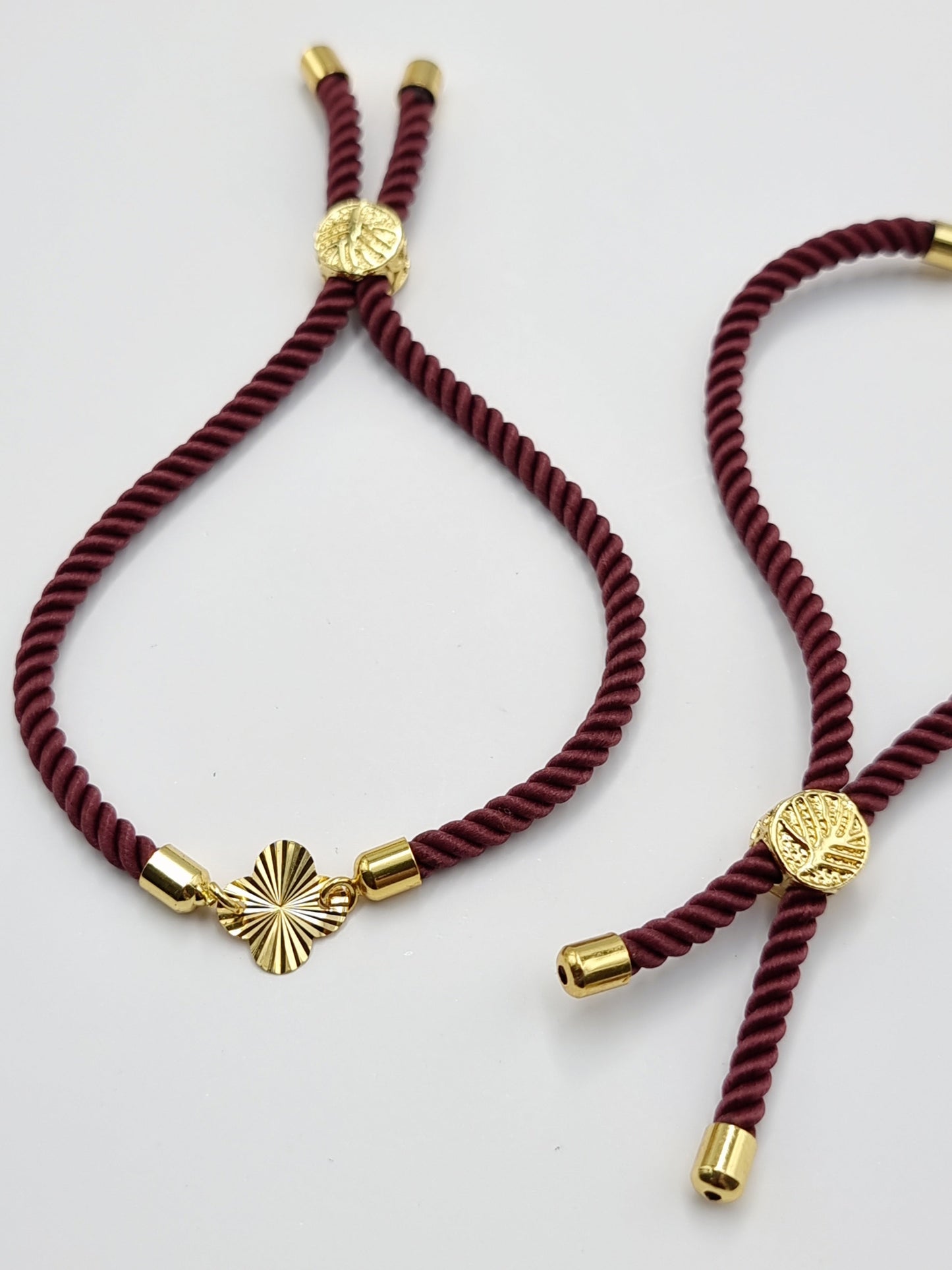 21K Pure Gold Thread Adjustable Flower Design Bracelet