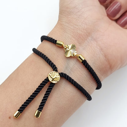 21K Pure Gold Thread Adjustable Flower Design Bracelet