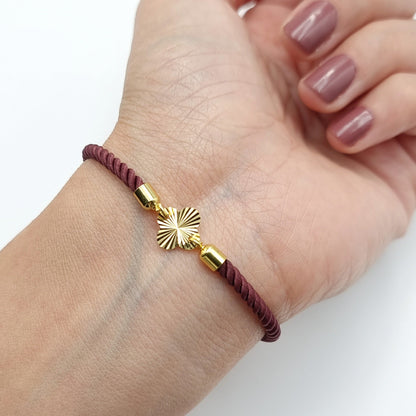 21K Pure Gold Thread Adjustable Flower Design Bracelet
