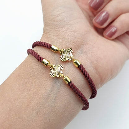 21K Pure Gold Thread Adjustable Flower Design Bracelet