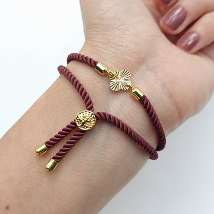 21K Pure Gold Thread Adjustable Flower Design Bracelet