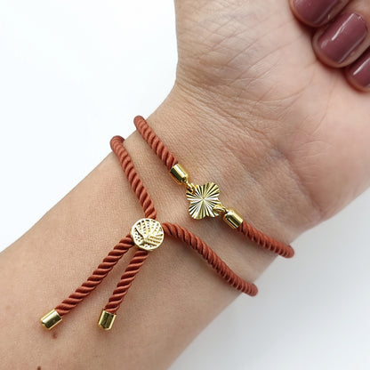 21K Pure Gold Thread Adjustable Flower Design Bracelet