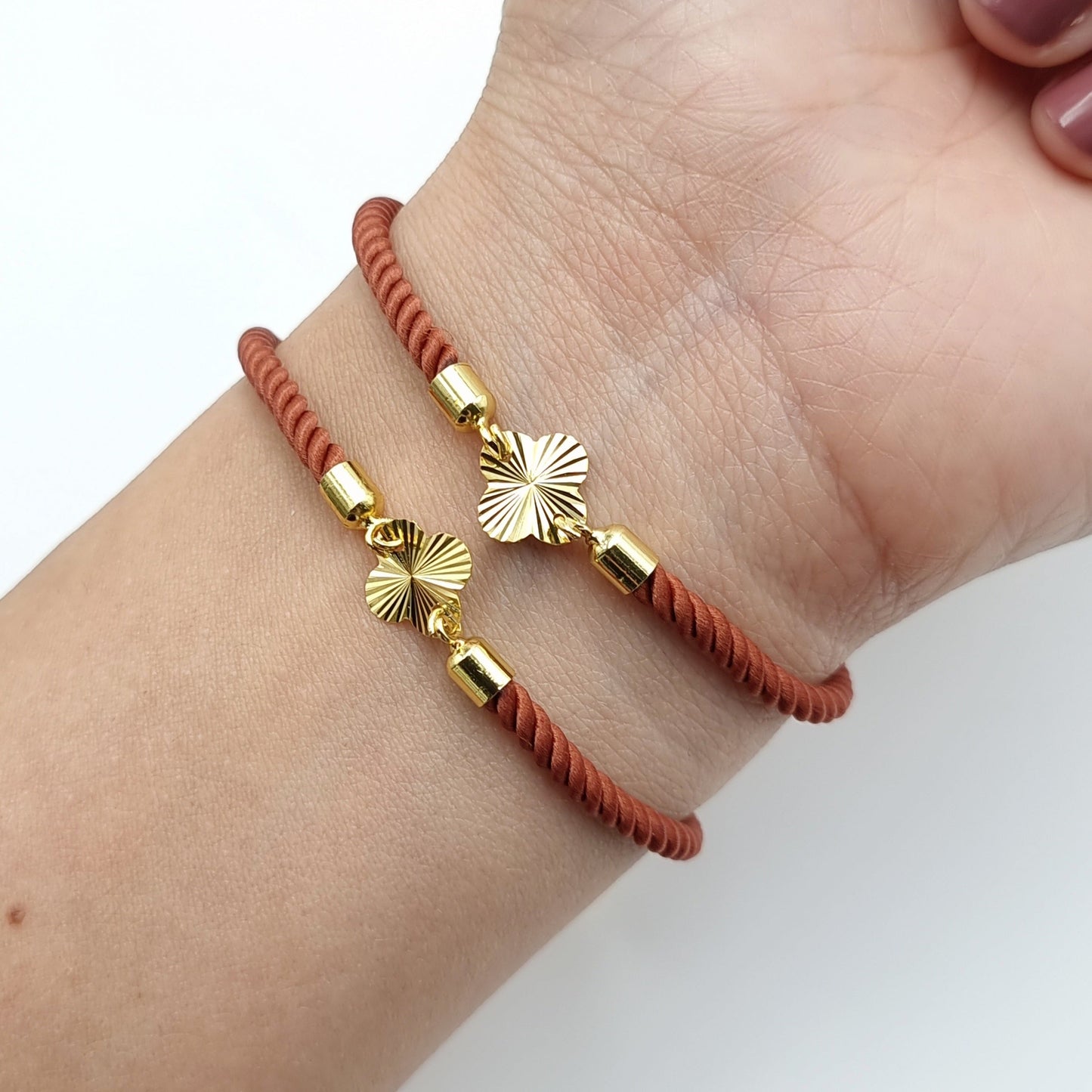 21K Pure Gold Thread Adjustable Flower Design Bracelet