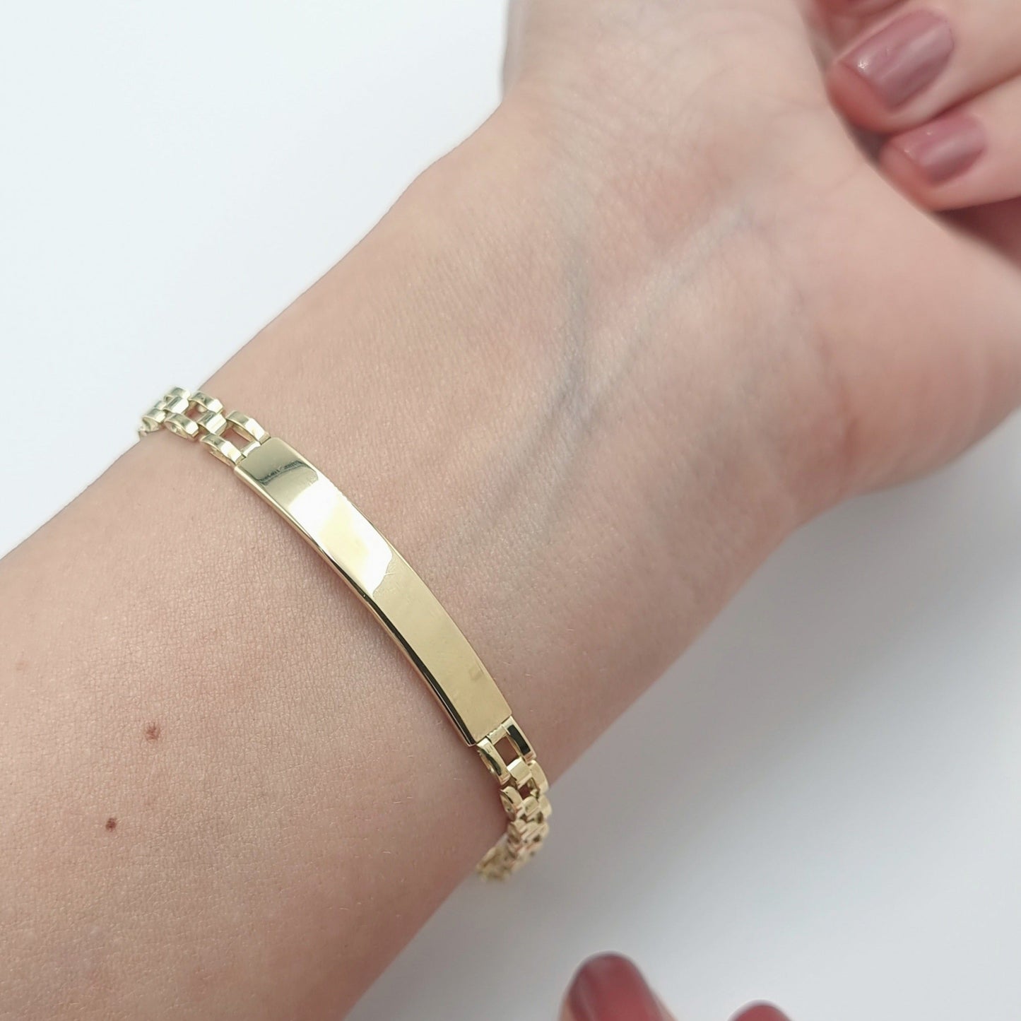 18K Pure Gold Elegant Link-Plate Bracelet