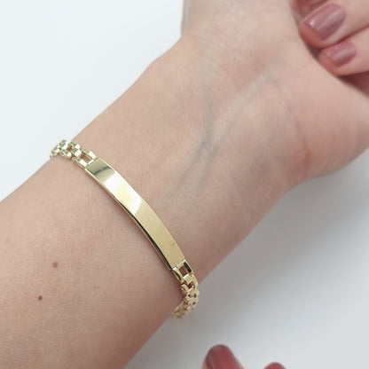 18K Pure Gold Elegant Link-Plate Bracelet