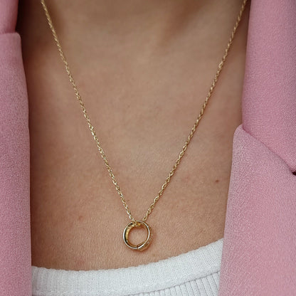 18K Pure Gold Stone Round Necklace