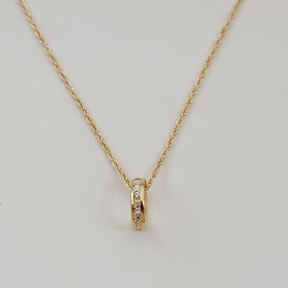 18K Pure Gold Stone Round Necklace