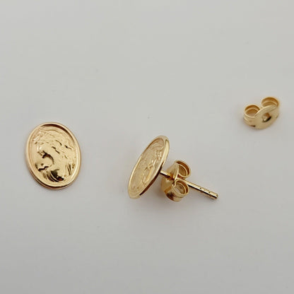 18K Pure Gold Oval Princess Earring Set