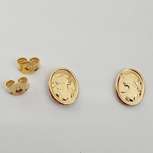 18K Pure Gold Oval Princess Earring Set