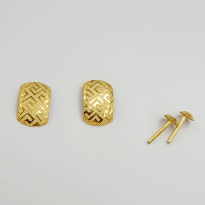 18K Pure Gold Screw Earring Set