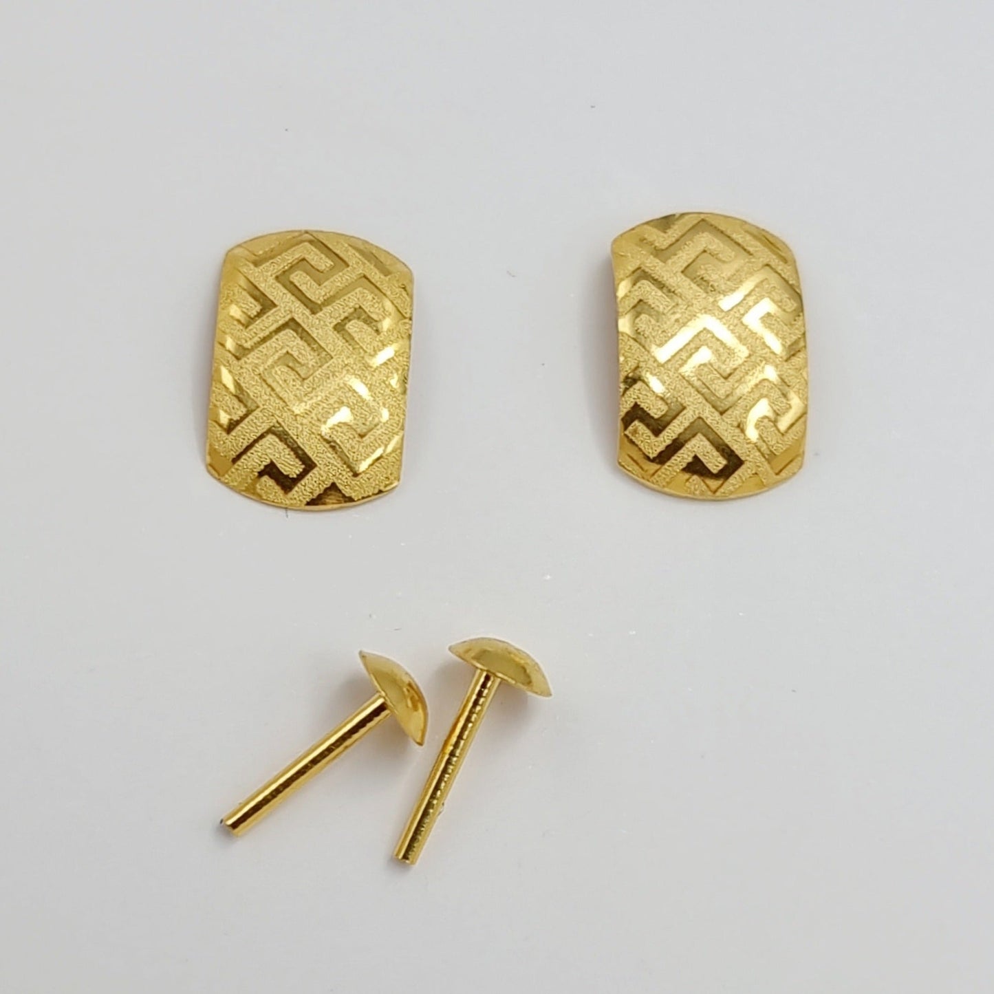 18K Pure Gold Screw Earring Set