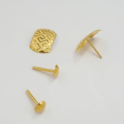 18K Pure Gold Screw Earring Set