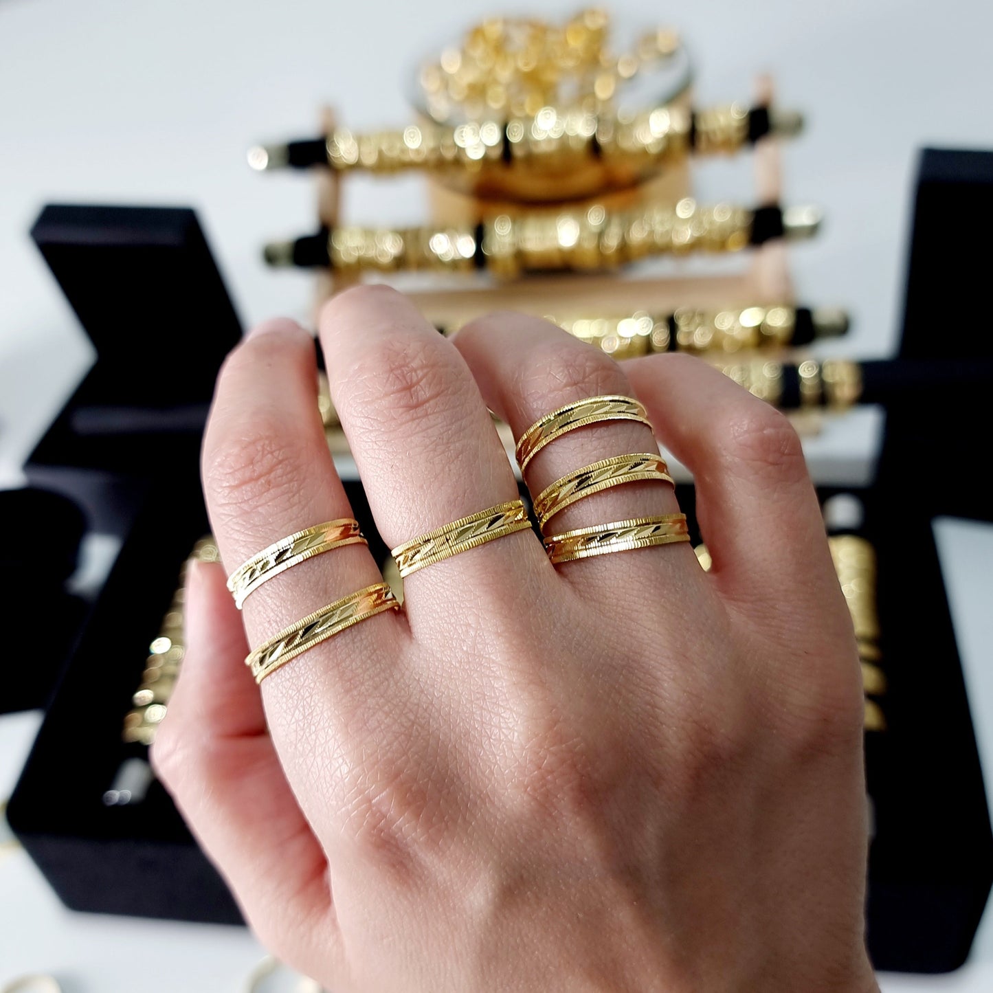 18K Pure Gold Elegant Design Couple Ring