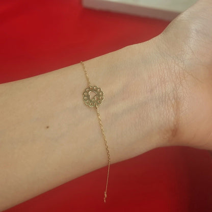 18K Pure Gold Flower Bracelet