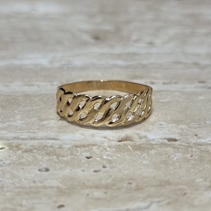 18K Pure Gold Matt Polish Net Ring