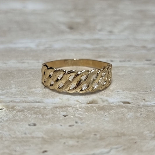 18K Pure Gold Matt Polish Net Ring