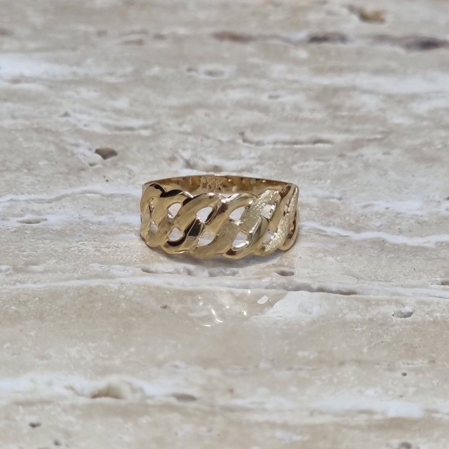 18K Pure Gold Matt Polish Net Ring