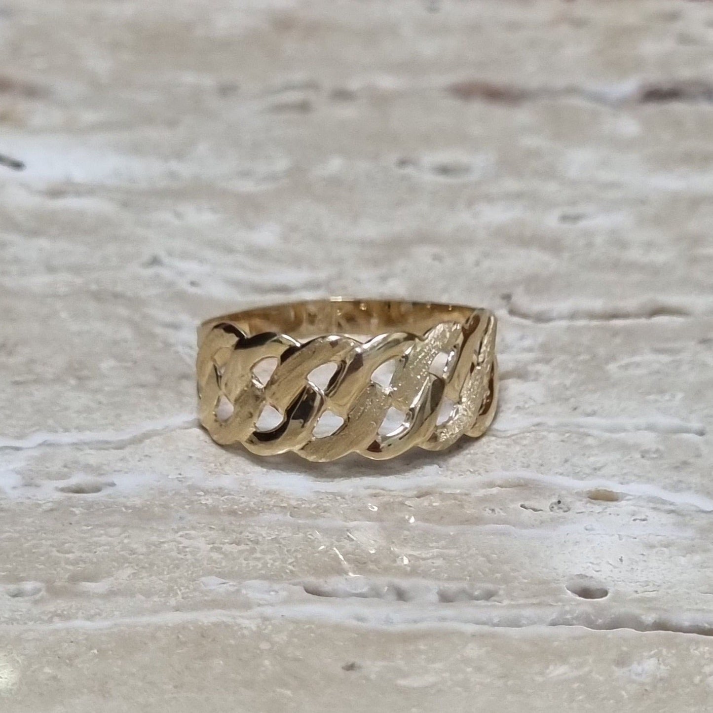 18K Pure Gold Matt Polish Net Ring