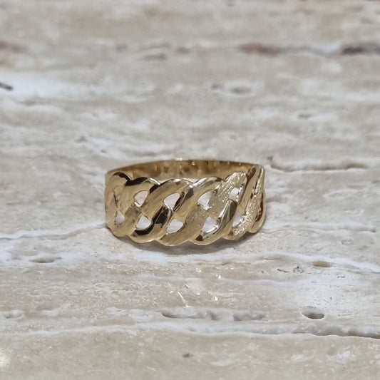 18K Pure Gold Matt Polish Net Ring