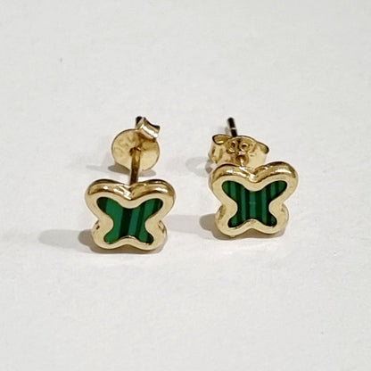 18K Pure Gold Green Butterfly Earring Set