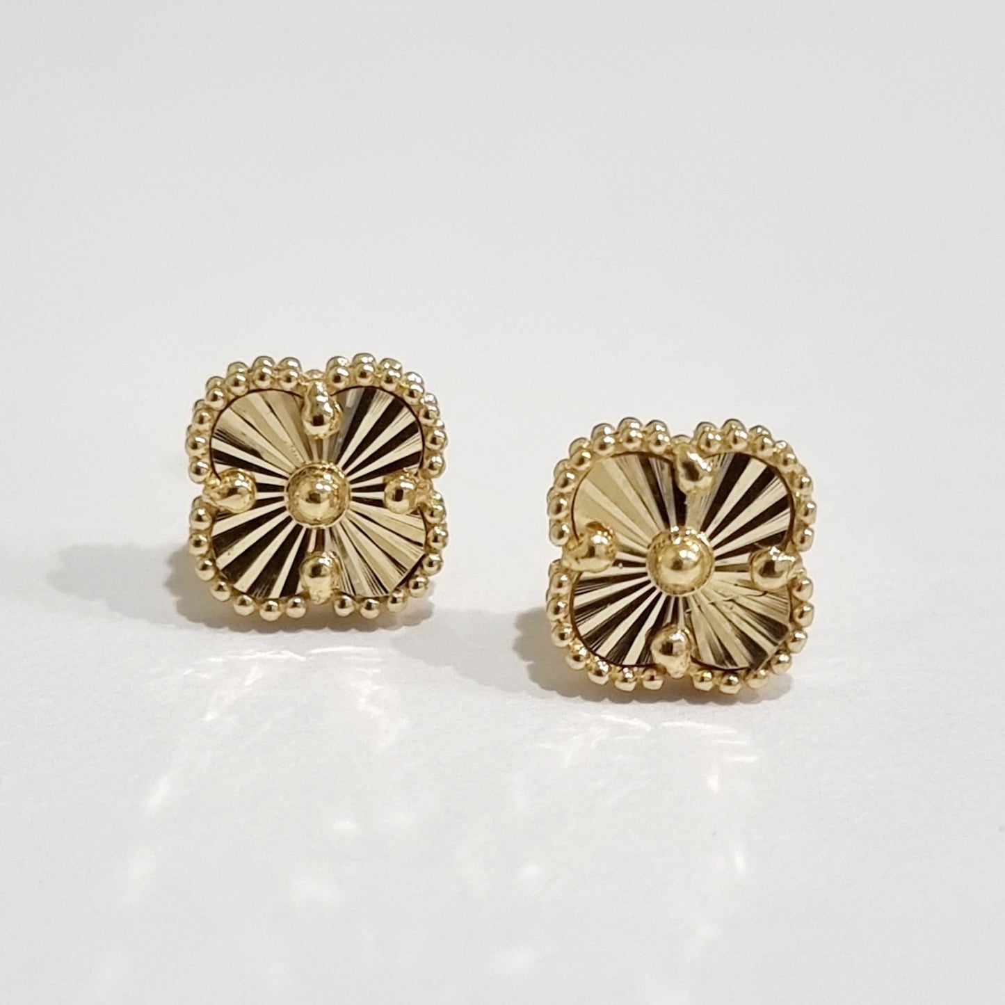 18K Pure Gold Flower Earring Set