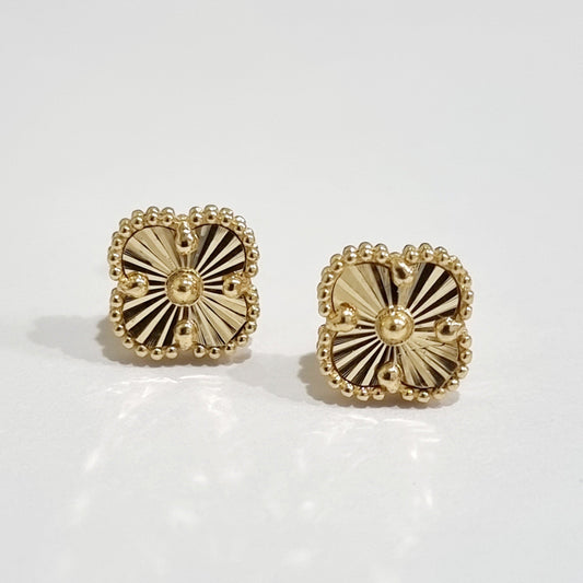 18K Pure Gold Flower Earring Set