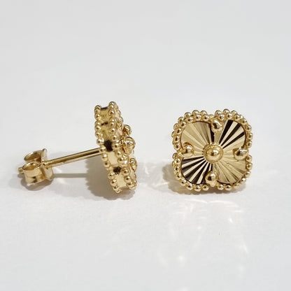 18K Pure Gold Flower Earring Set