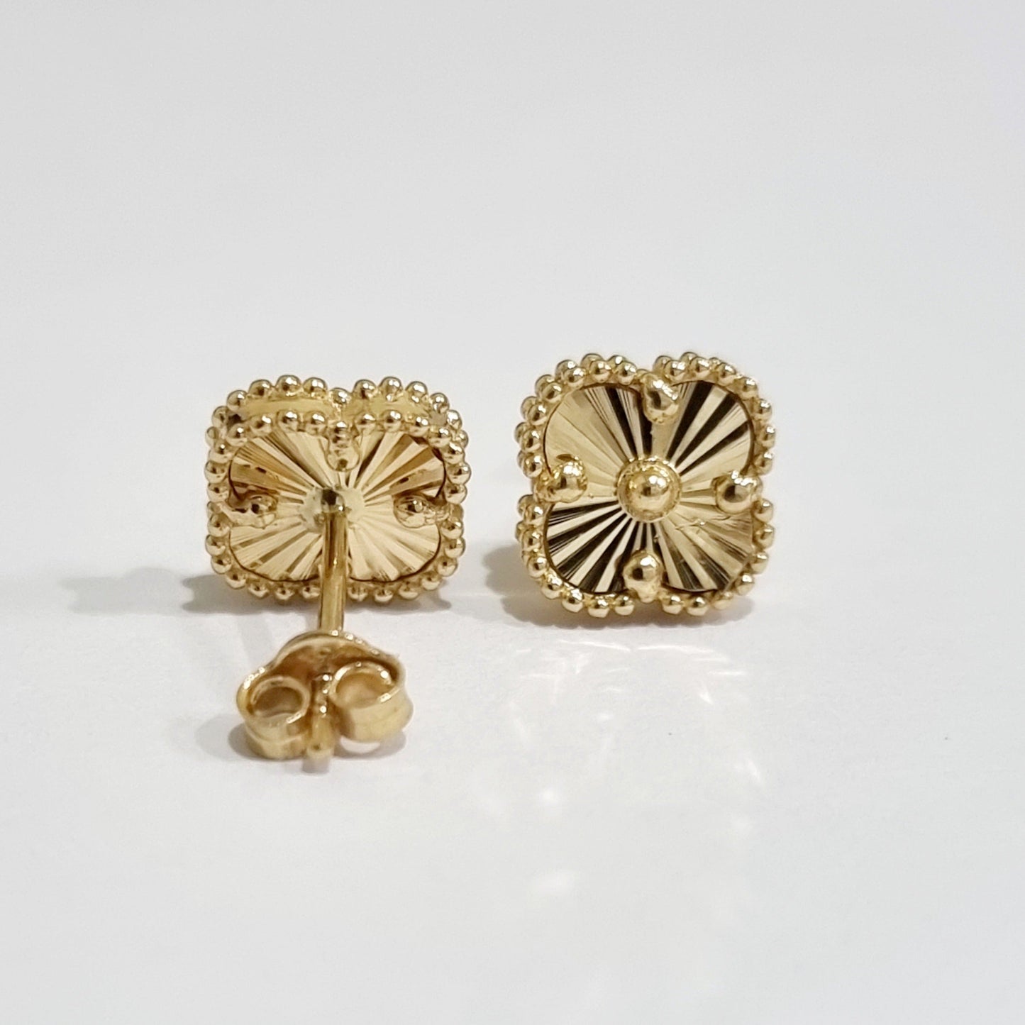 18K Pure Gold Flower Earring Set