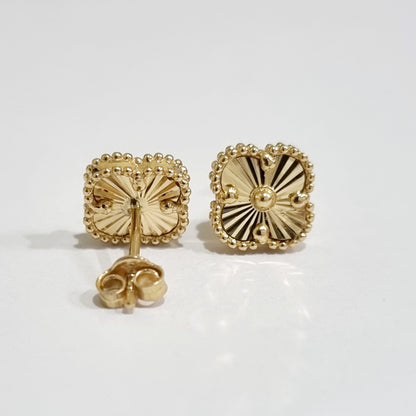 18K Pure Gold Flower Earring Set