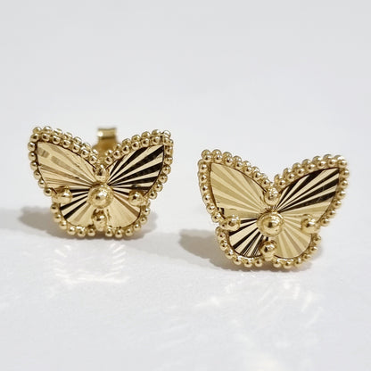 18K Pure Gold Butterfly Earring Set