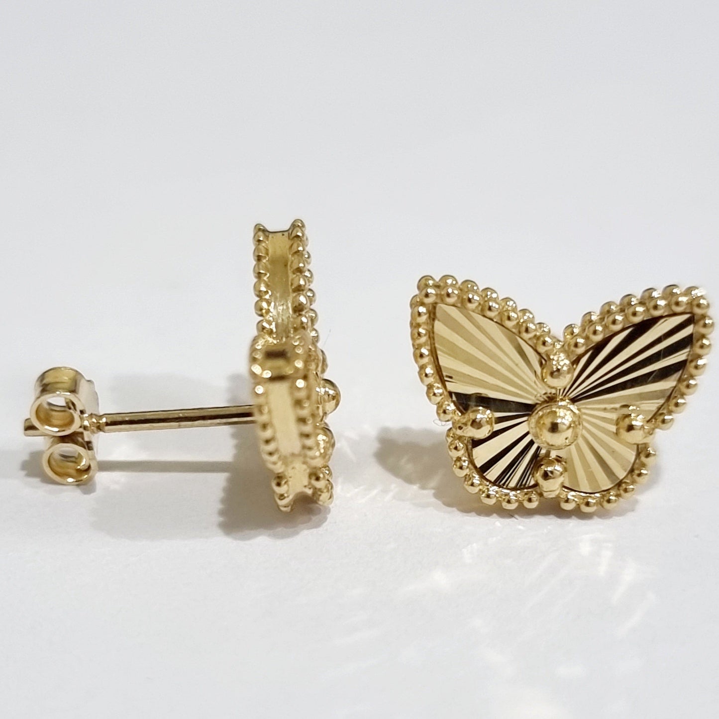 18K Pure Gold Butterfly Earring Set