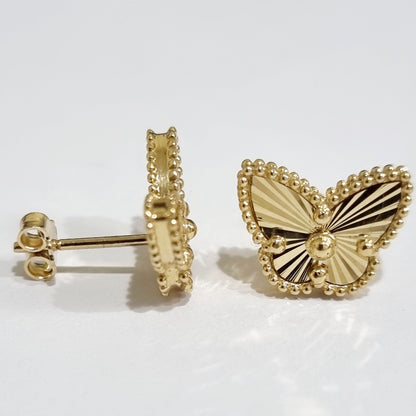 18K Pure Gold Butterfly Earring Set