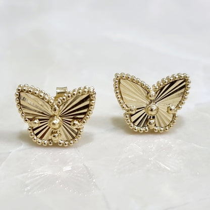 18K Pure Gold Butterfly Earring Set