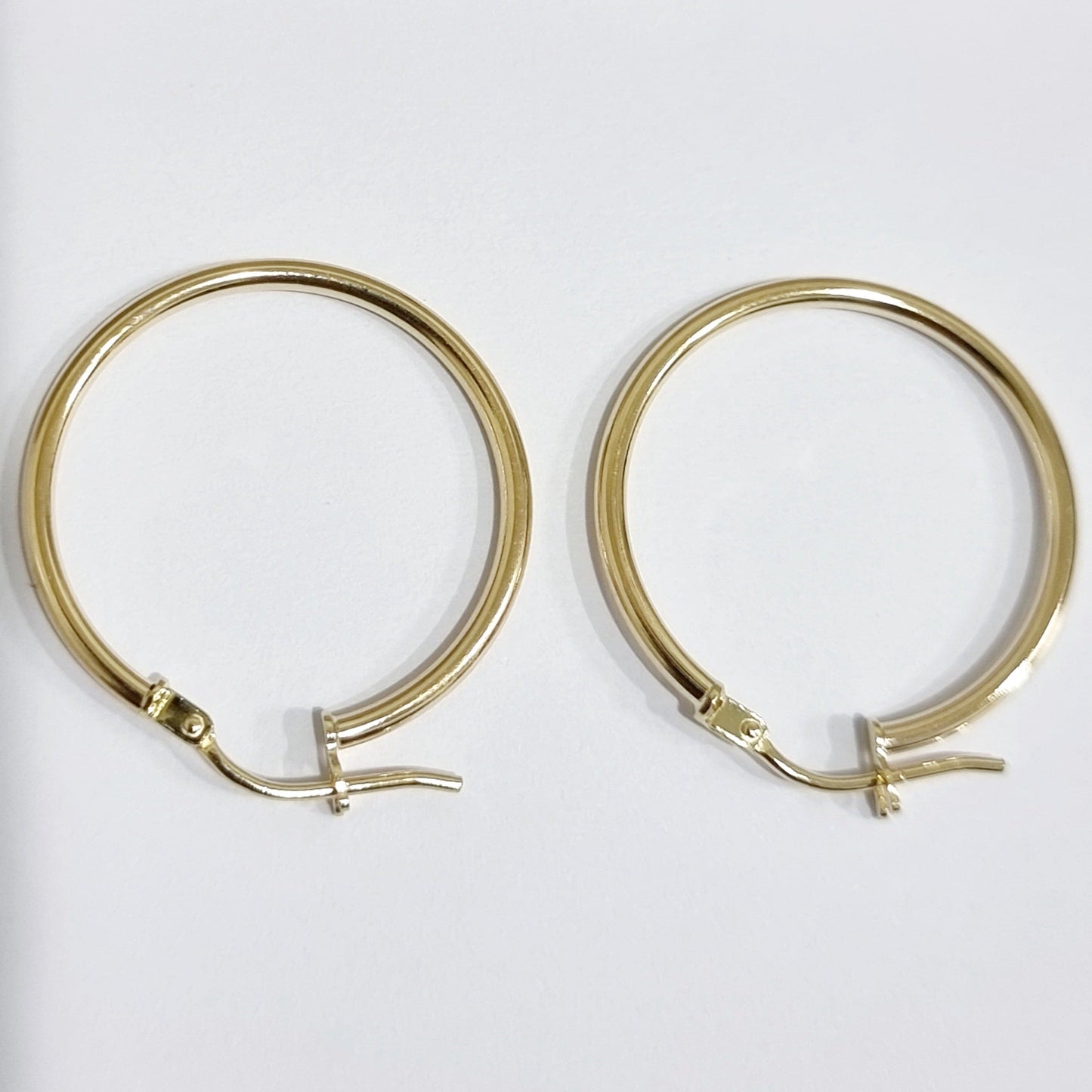 18K Pure Gold Round Hoop Earring Set