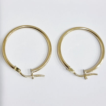18K Pure Gold Round Hoop Earring Set