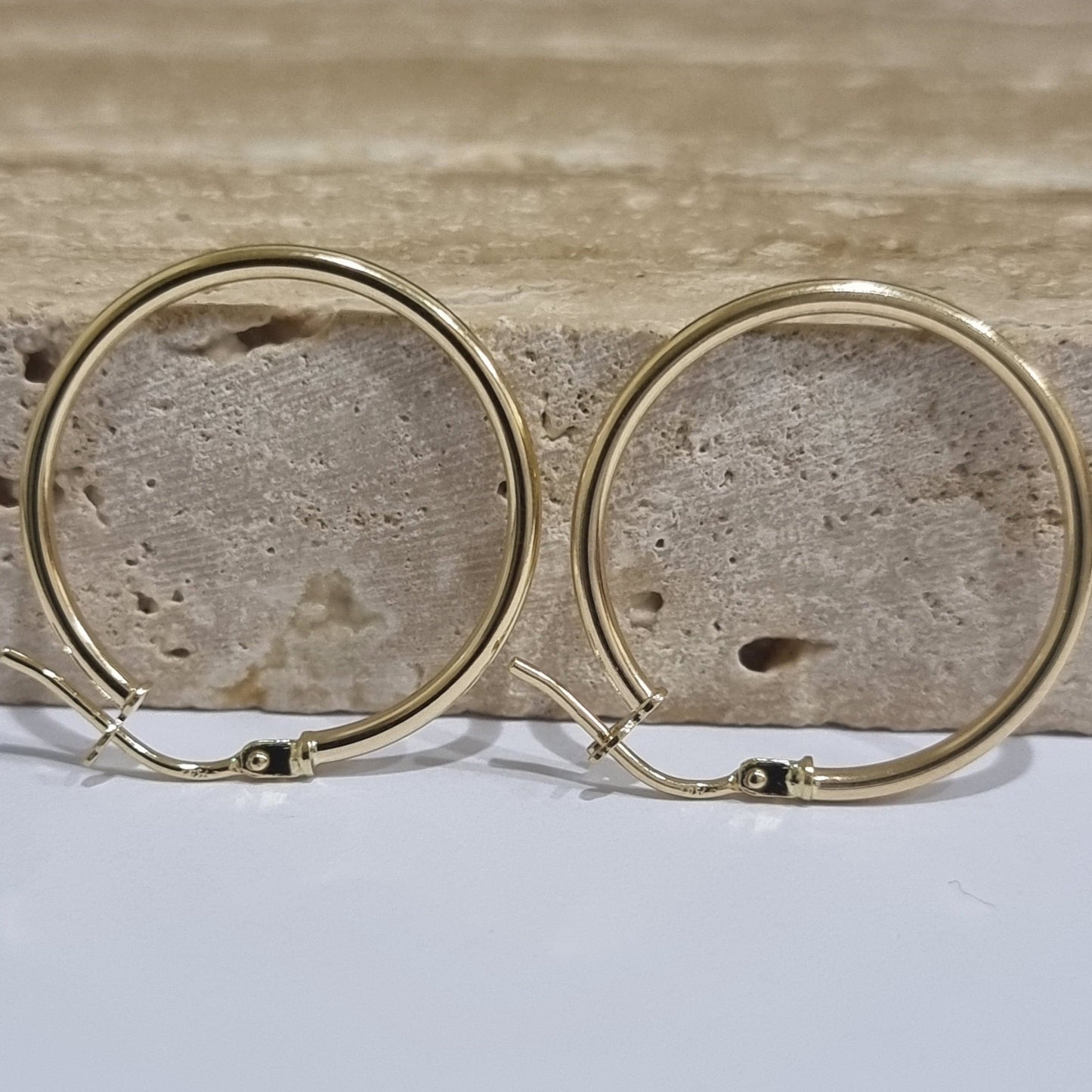 18K Pure Gold Round Hoop Earring Set