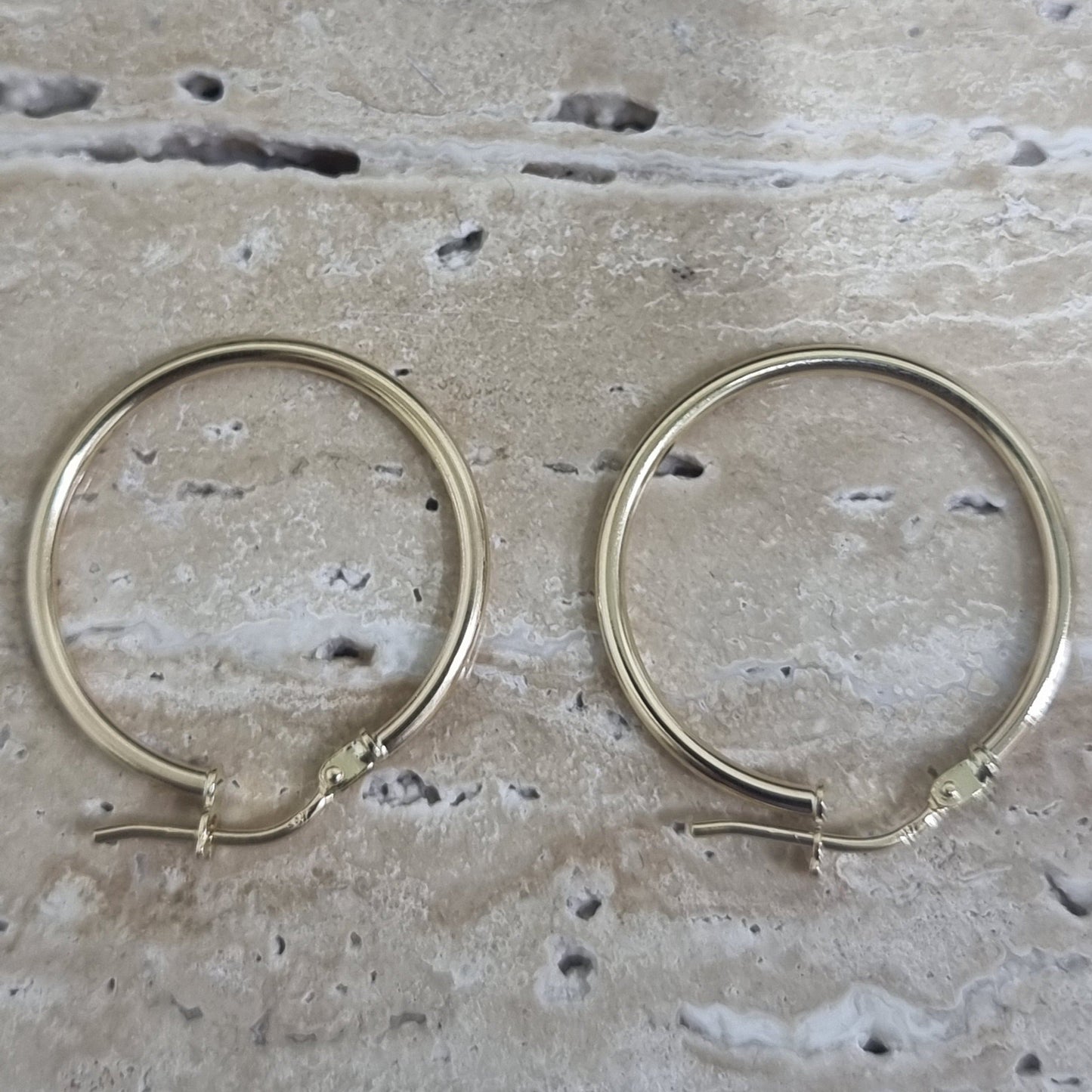 18K Pure Gold Round Hoop Earring Set