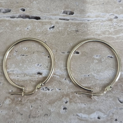 18K Pure Gold Round Hoop Earring Set