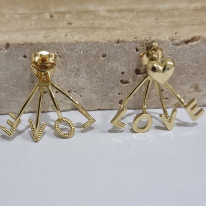 18K Pure Gold Heart Love Earring Set