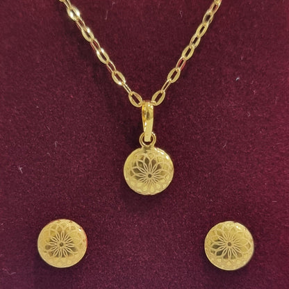 18K Pure Gold Fine Round Jewelry Set