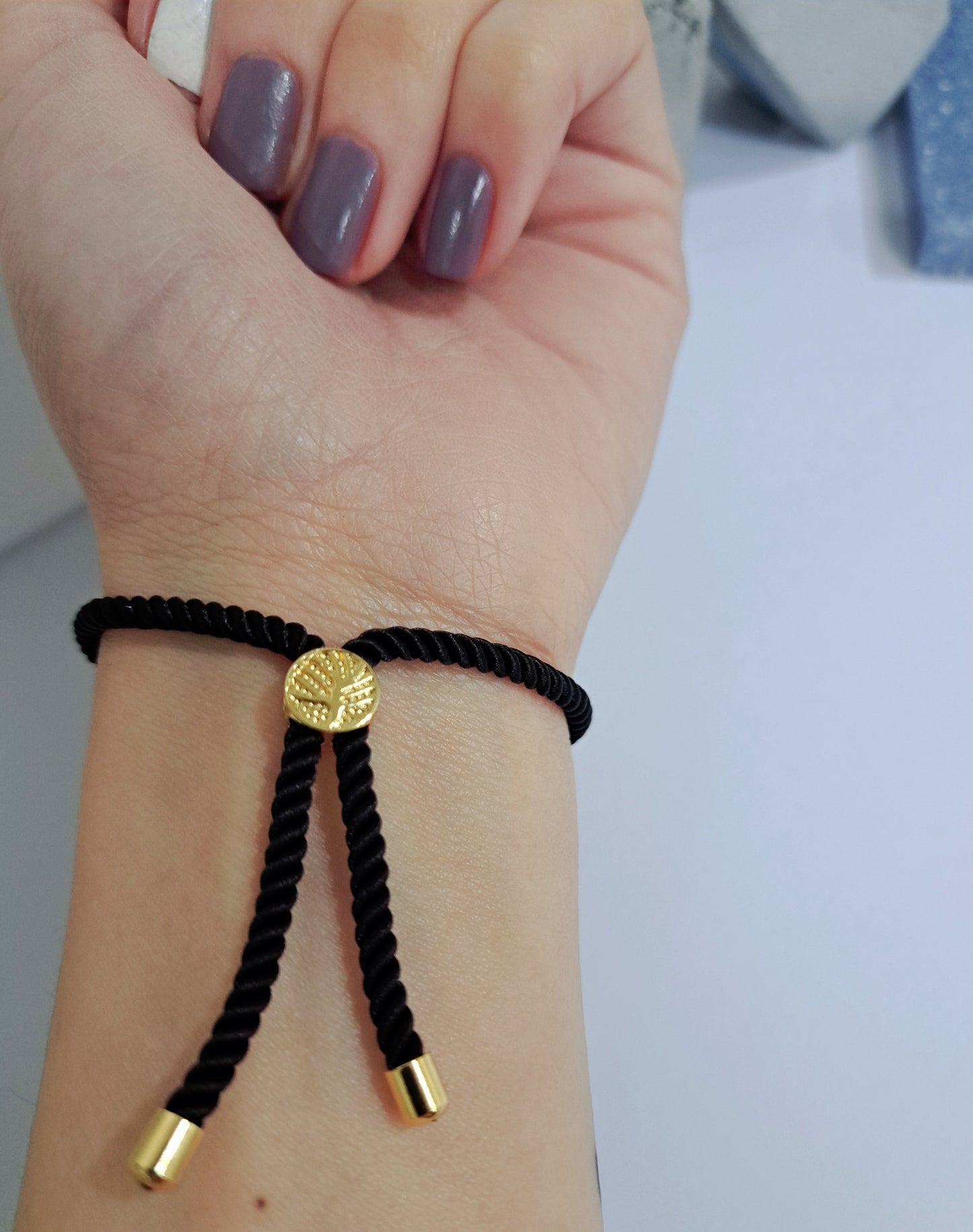 21K Pure Gold Thread Adjustable Flower Design Bracelet