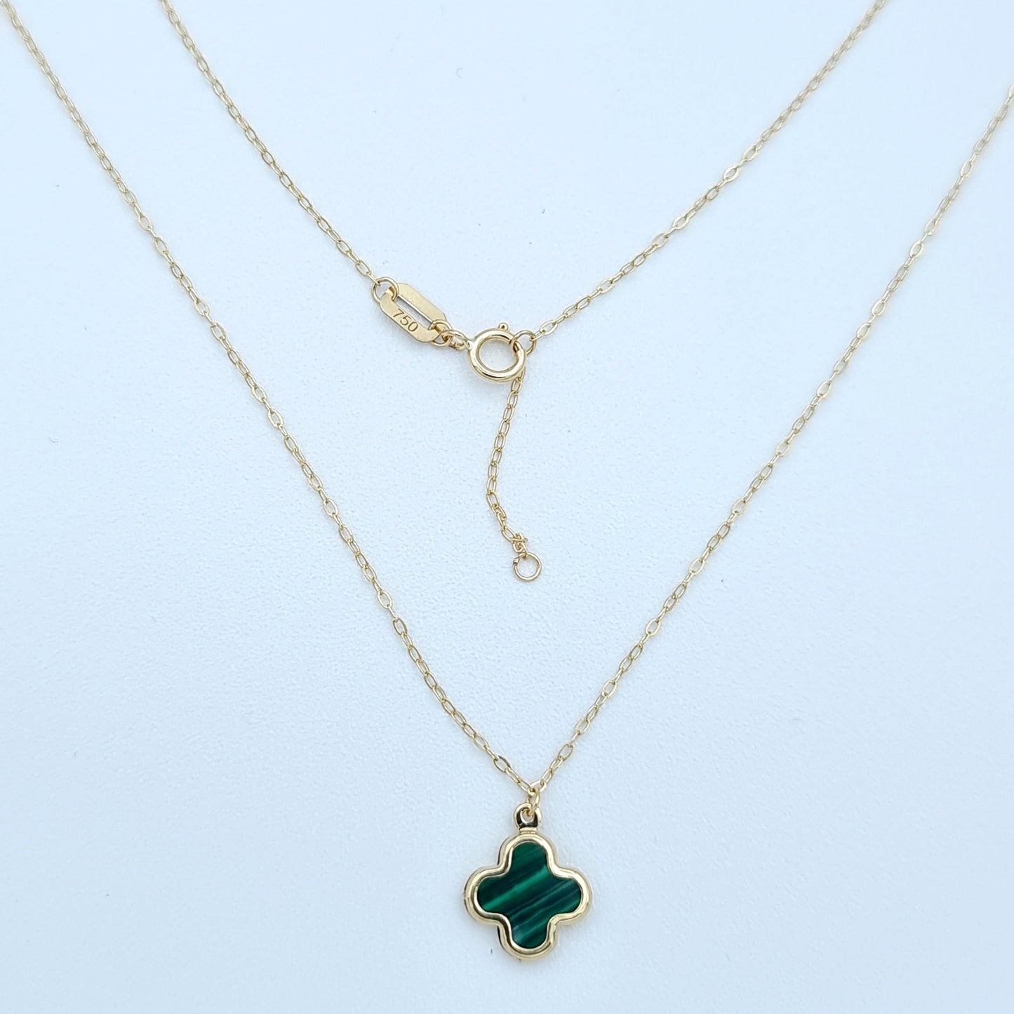 18K Pure Gold Green Flower Necklace