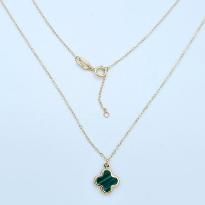 18K Pure Gold Green Flower Necklace