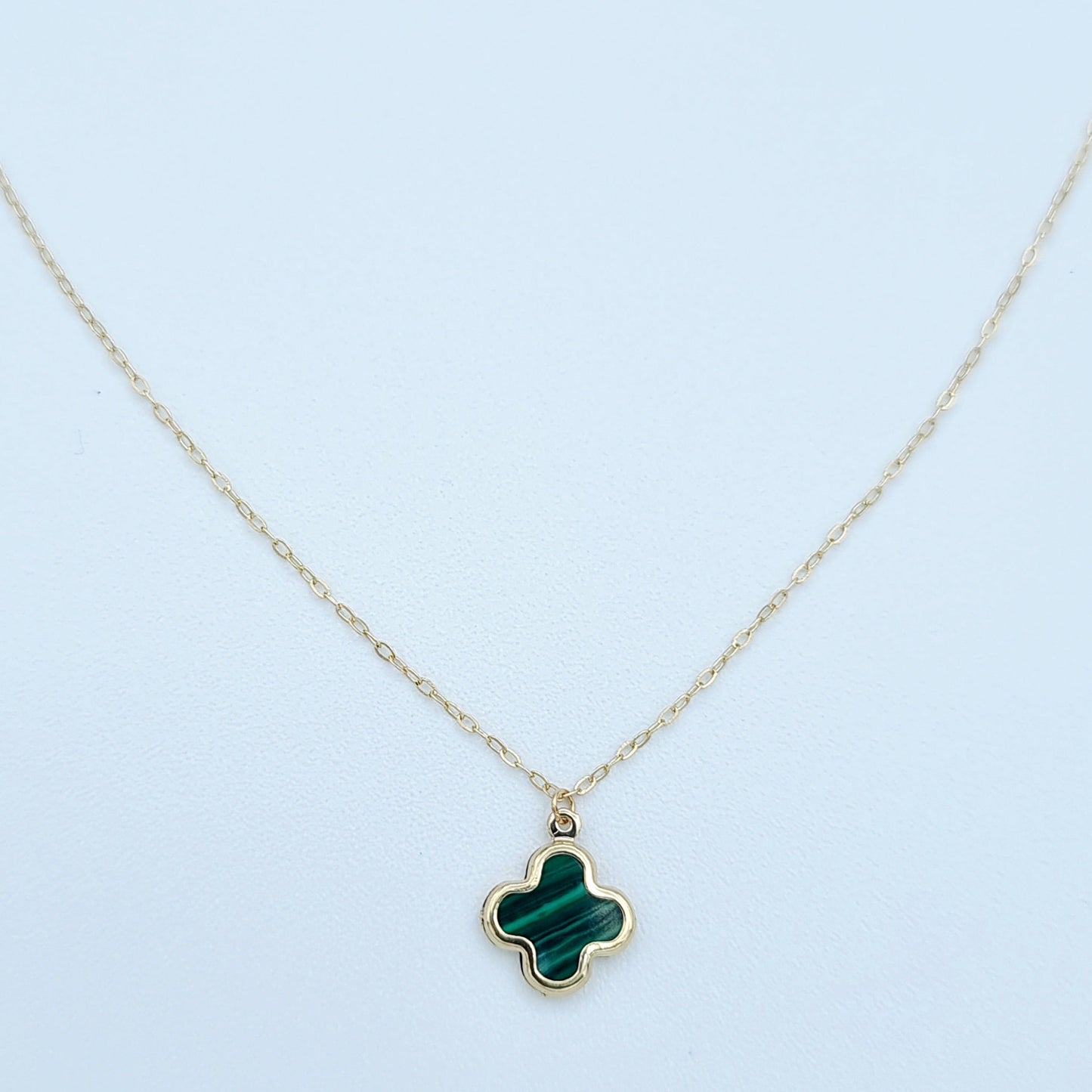 18K Pure Gold Green Flower Necklace