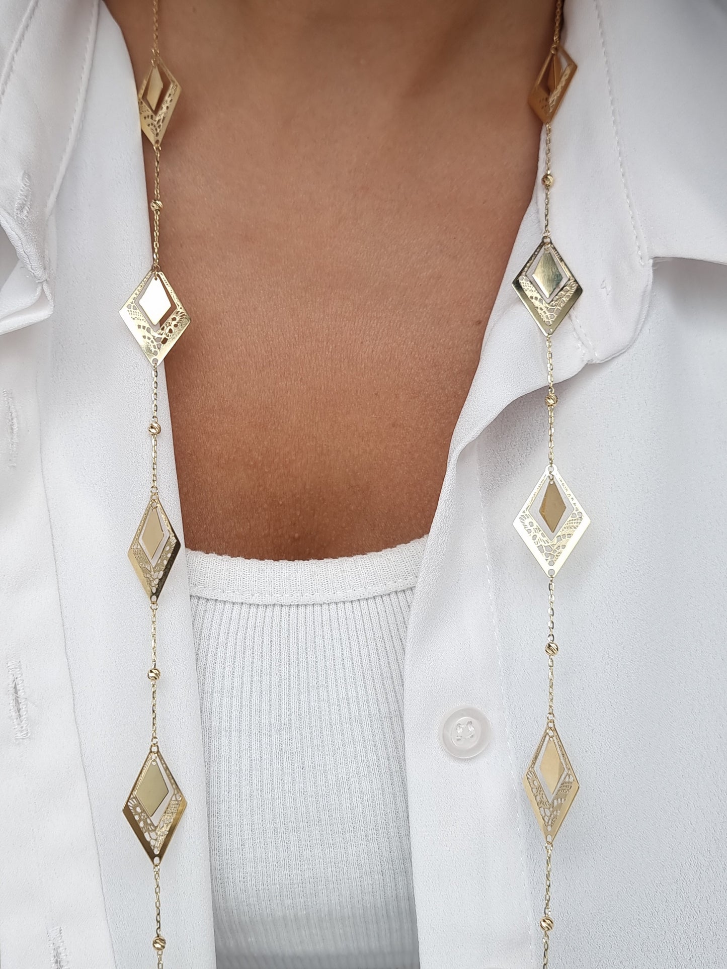 18K Pure Gold Long Necklace