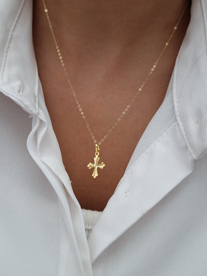 18K Pure Gold Cross Necklace