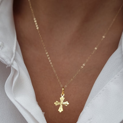18K Pure Gold Cross Necklace